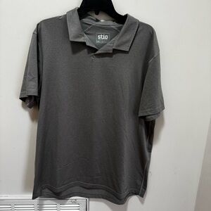 Stio Polo Short Sleeve Buttonless Performance Stretch top shirt Gray Casual